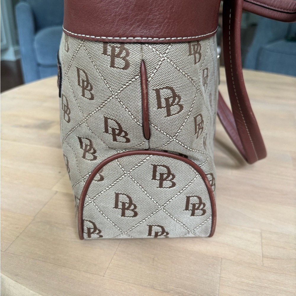 VTG Y2K 90s Dooney & Bourke Medium East/West Monogram Logo Shoulder Canvas Tote - Picture 7 of 10